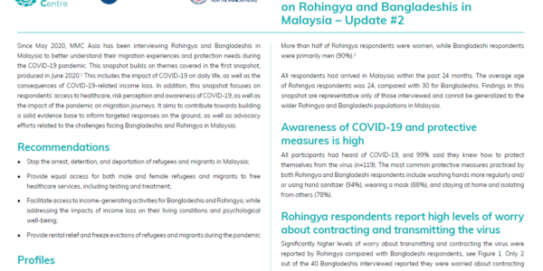 Understanding the impact of COVID-19 on Rohingya and Bangladeshis in Malaysia (update#2)