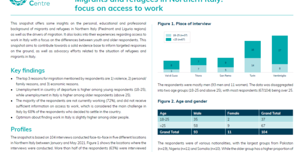 Migrants and refugees in Northern Italy – focus on access to work