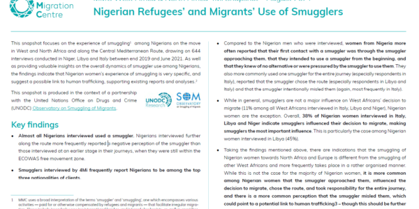 Nigerian Refugees’ and Migrants’ Use of Smugglers