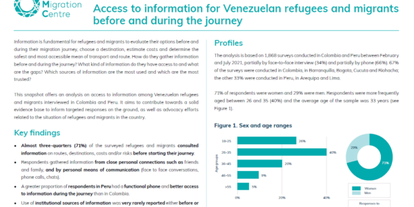 Access to information for Venezuelan refugees and migrants